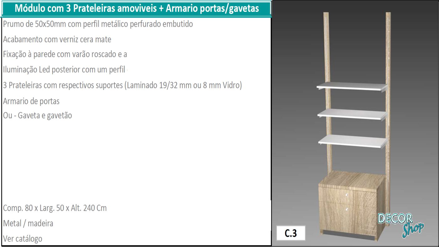 Módulo 3 Prateleiras Armário