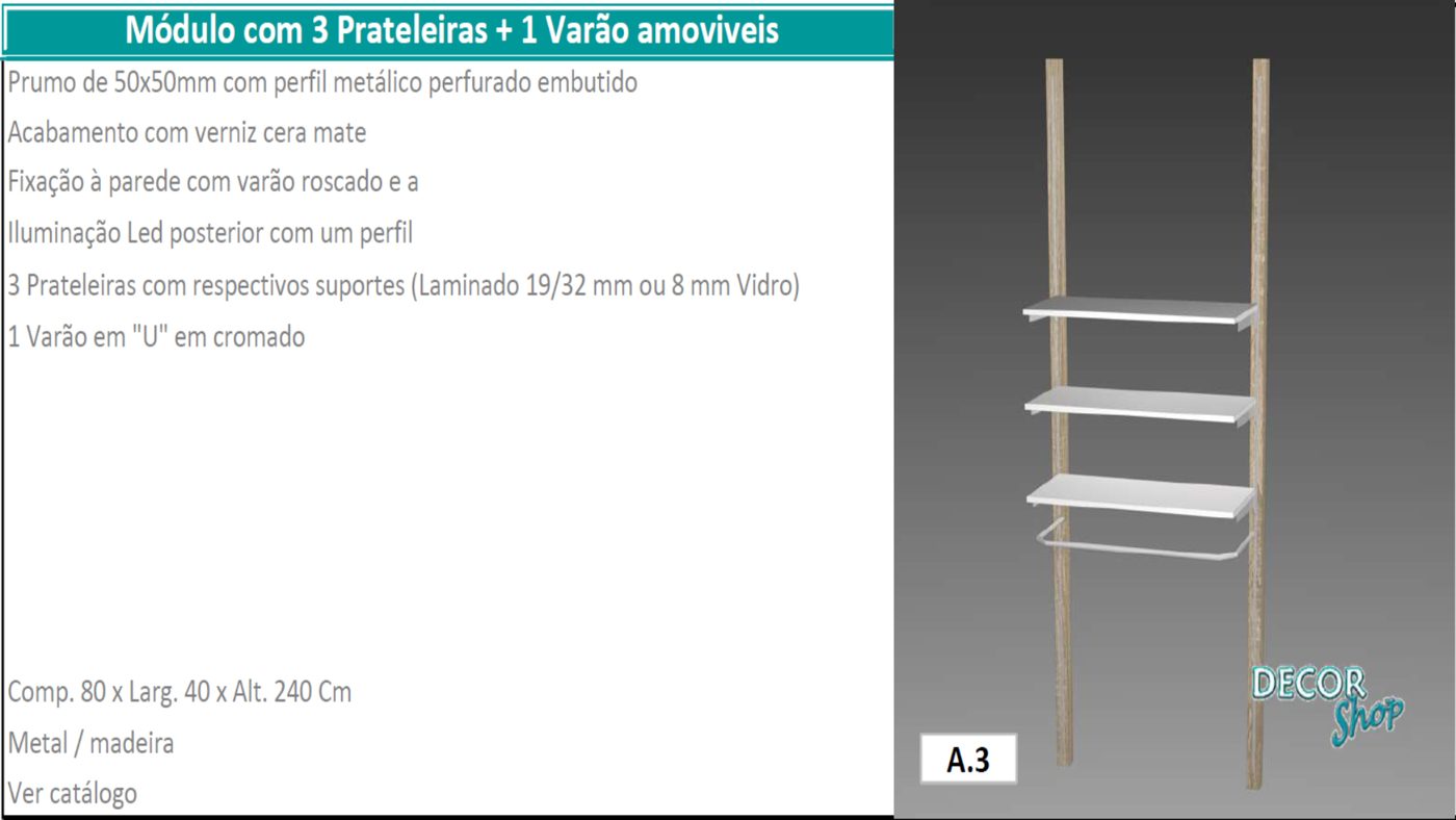Módulo 3 Prateleiras 1 Varão