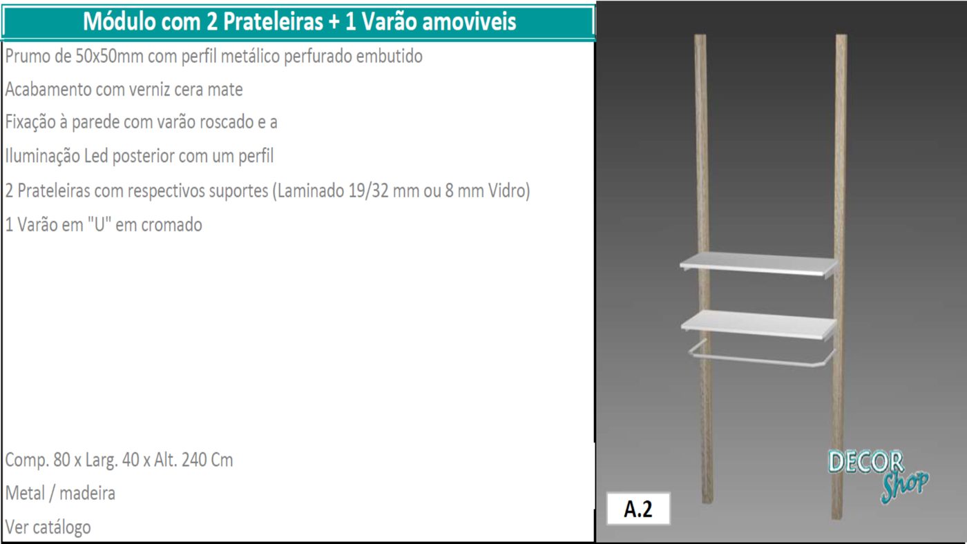 Módulo 2 Prateleiras 1 Varão