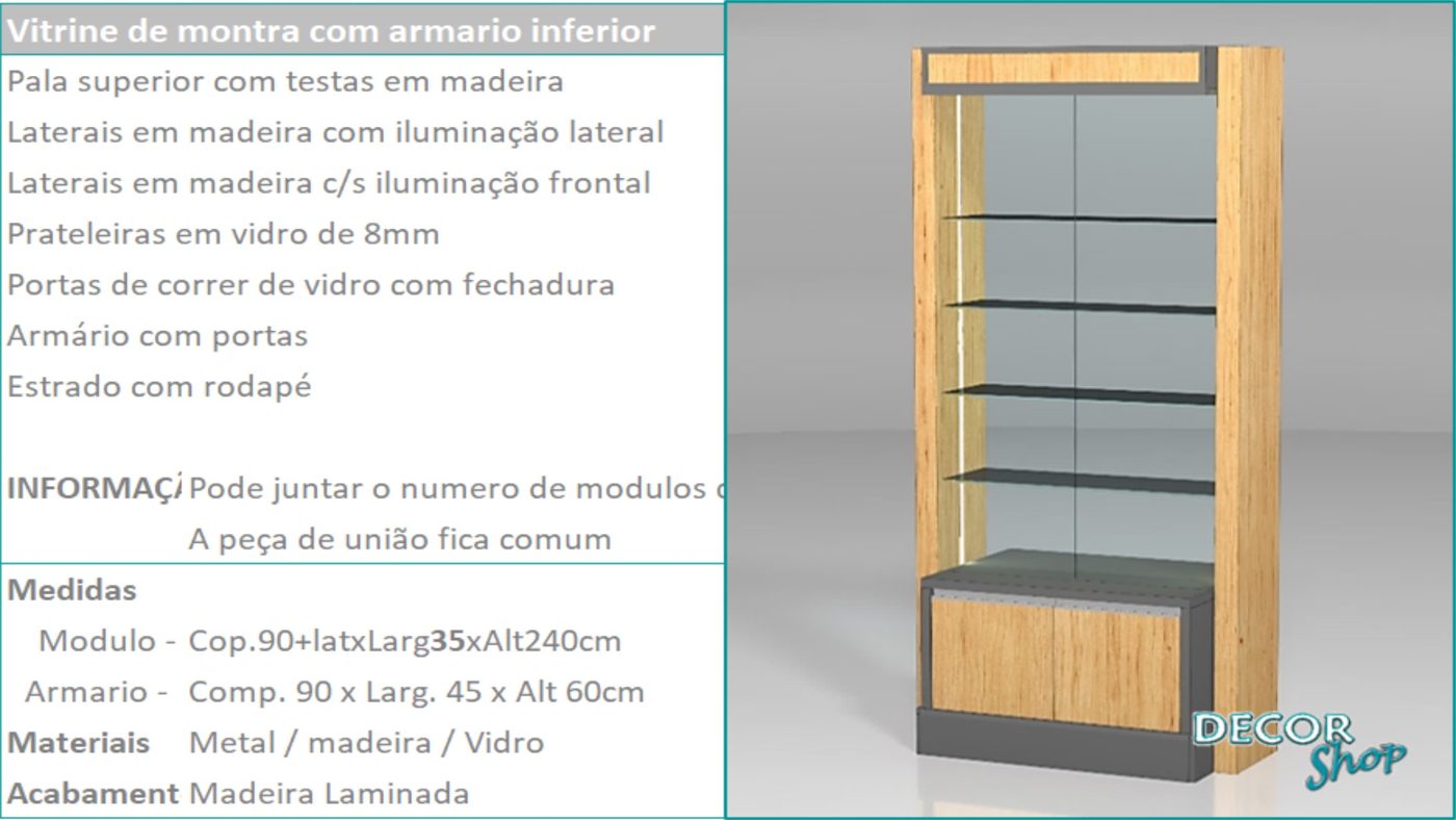 Módulo Vitrine Montra Armário