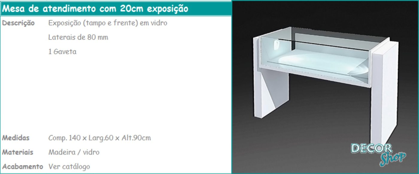 Mesa 20 cm Exposição