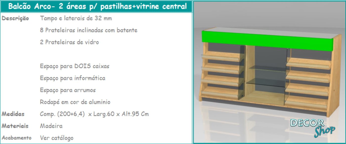 Balcão Linha Arco II Pastilhas Vitrine