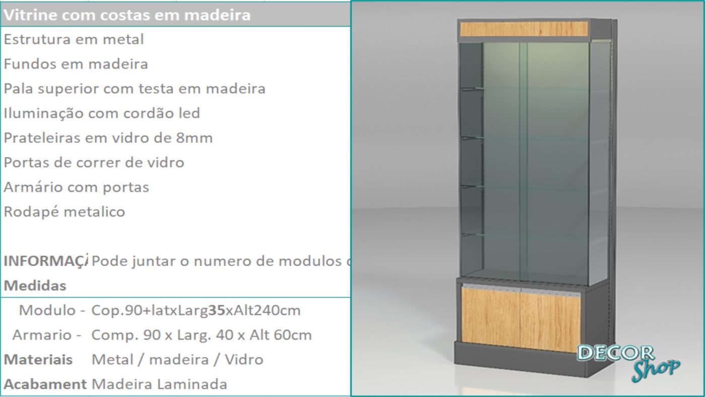 Módulo Vitrine Costas Madeira