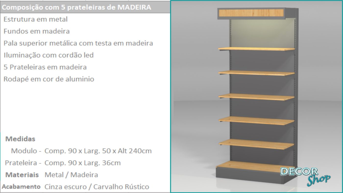 Módulo 5 Prateleiras de Madeira