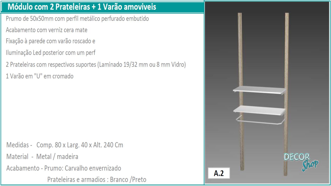 Módulo 2 Prateleira 1 Varões