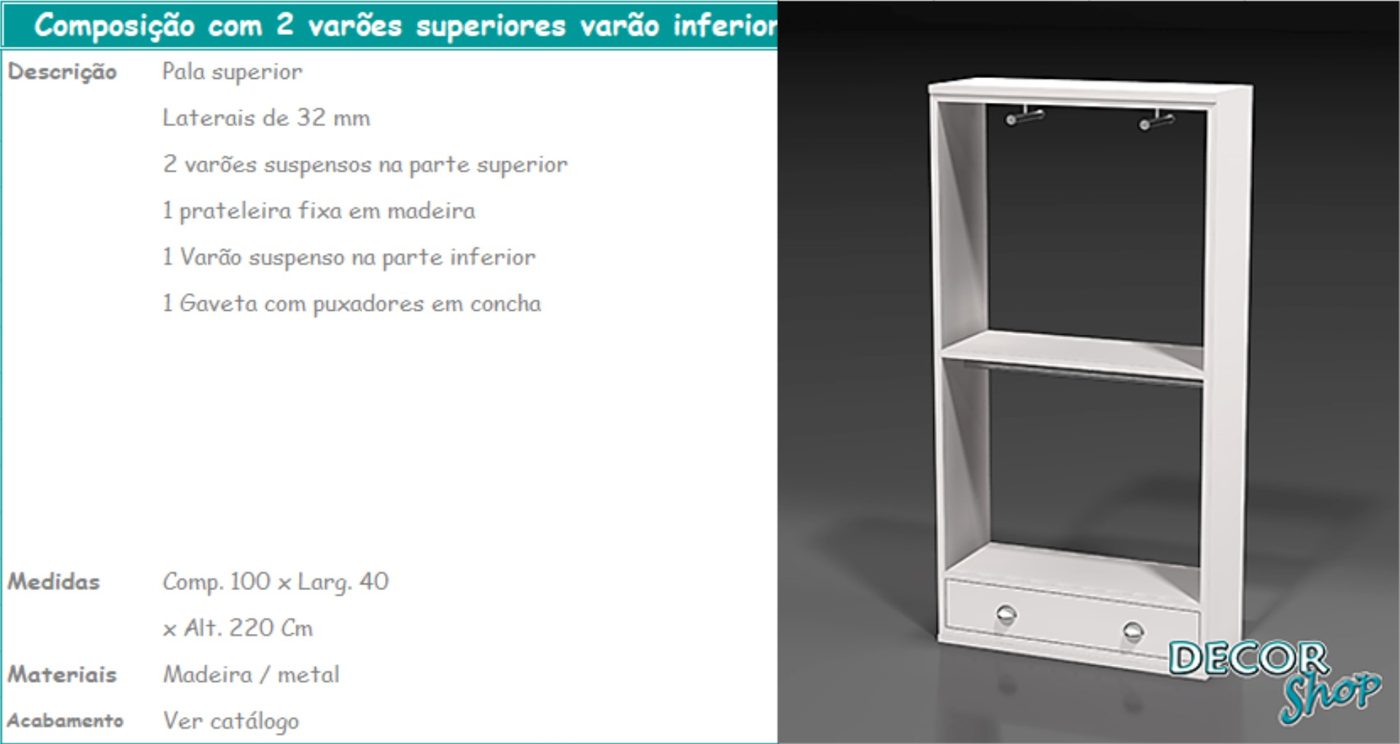 Composição 2 Varões Superiores e Varão Inferior