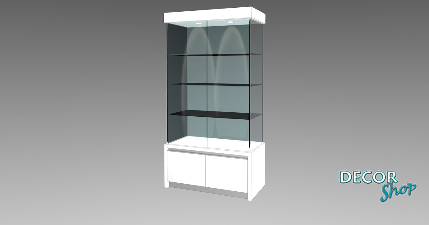 Vitrine com Armário com Quatro Faces em Vidro