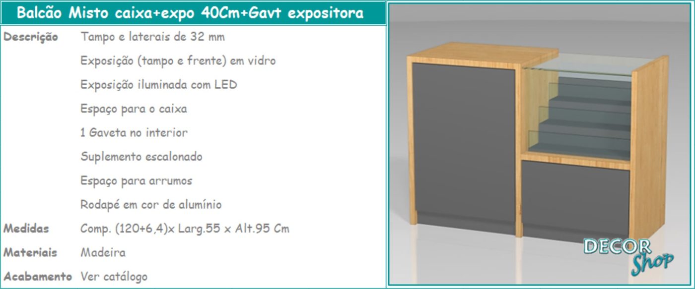 Balcão Misto Caixa e Gaveta Expositora