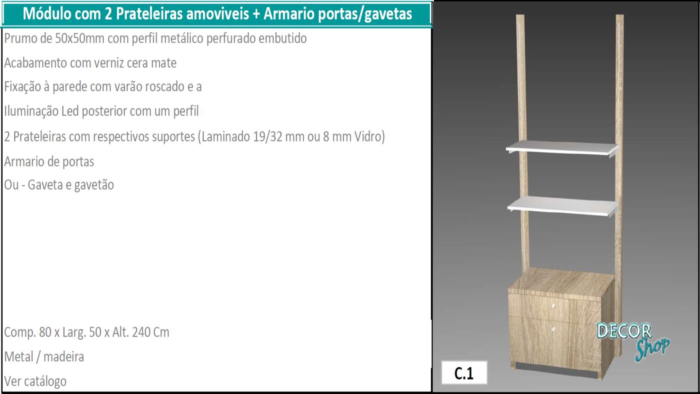 Módulo 2 Prateleiras Armário
