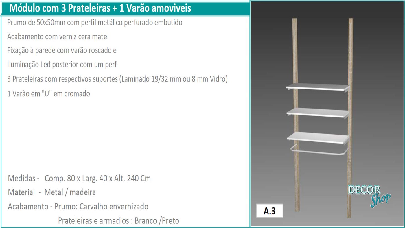 Módulo 3 Prateleira 1 Varões