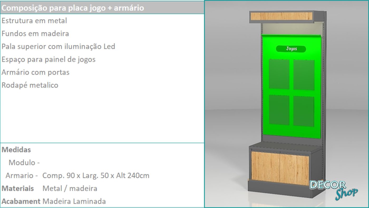 Módulo Placa Jogos Armário