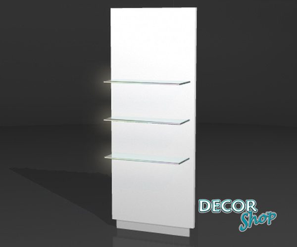Painel individual com 3 prateleiras de vidro fixas