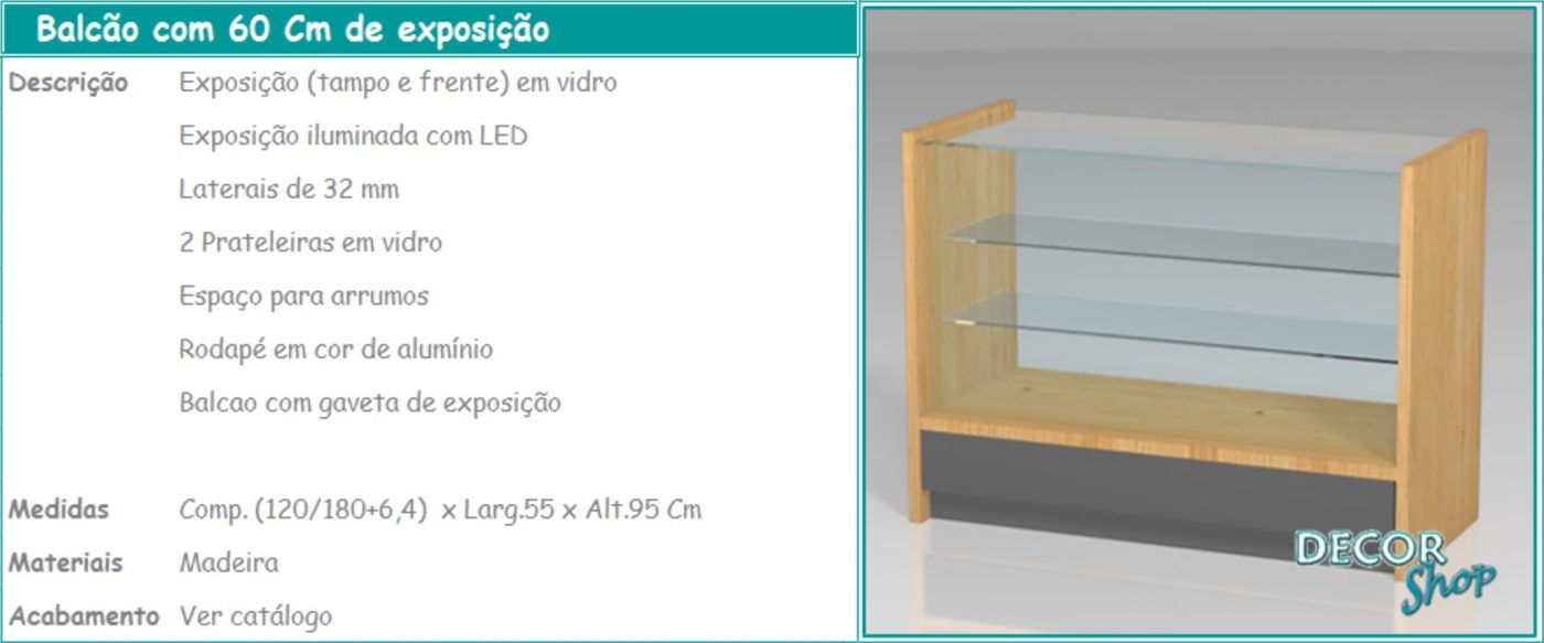 Balcão 60 cm de Exposição