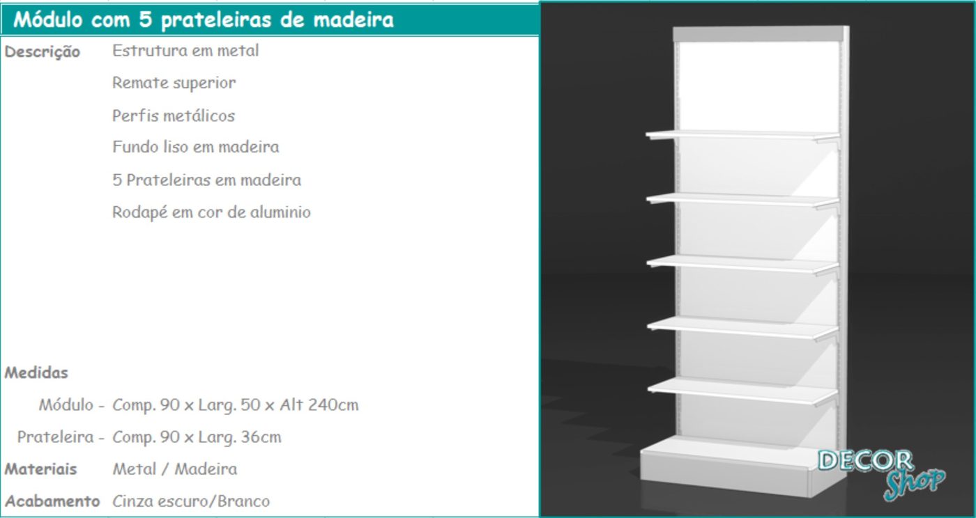 Módulo 5 Prateleiras de Madeira