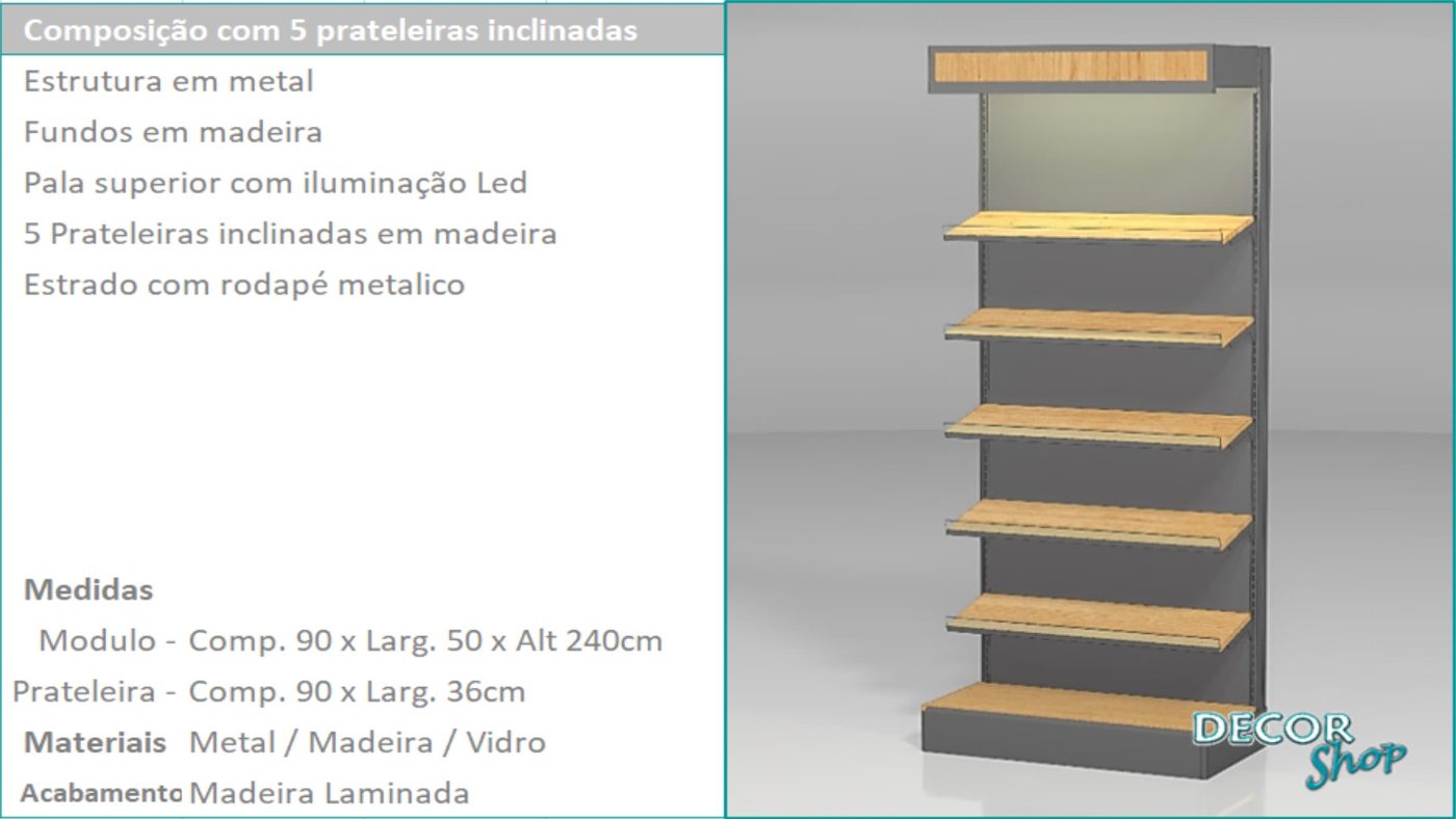Módulo 5 Prateleiras Inclinadas