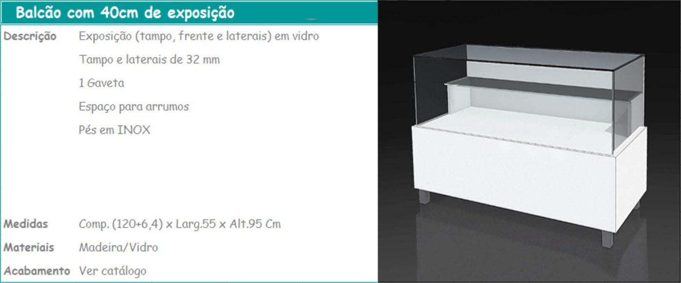 Balcão 40 cm de Exposição