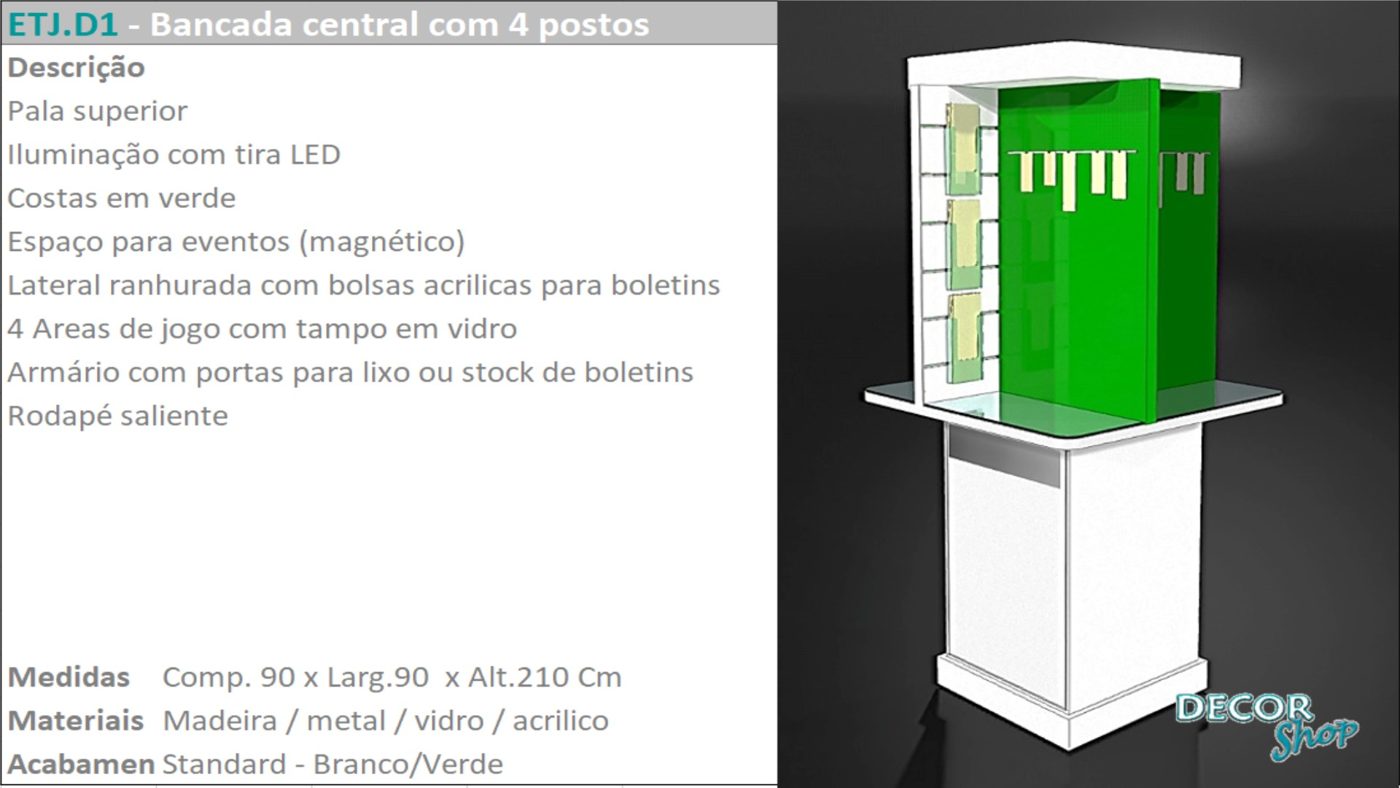 Bancada Central 4 Postos