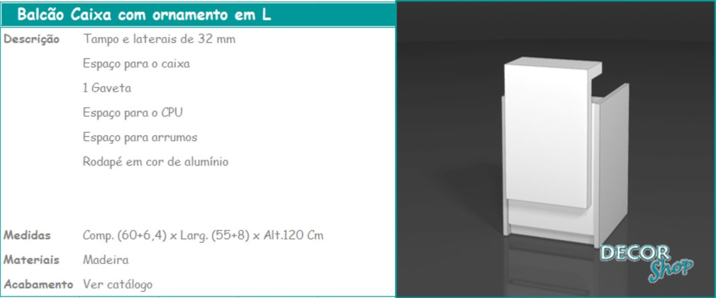Balcão Caixa com Ornamento “L”