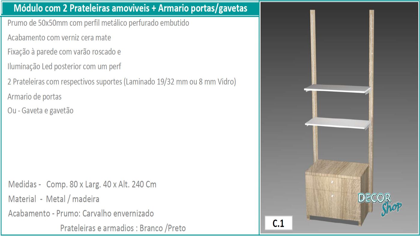 Módulo 2 Prateleira Armário