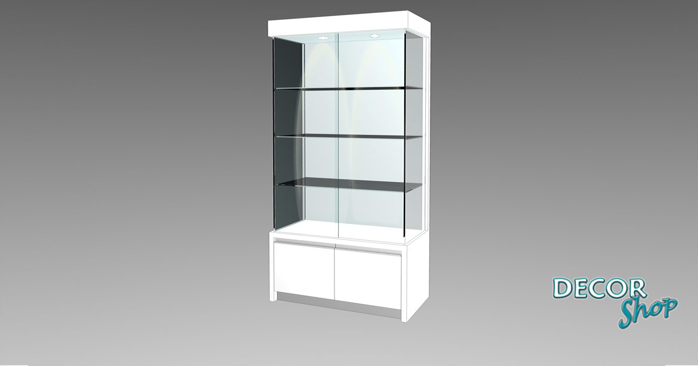 Vitrine com Armário com Costas em Madeira e Prateleiras Amovíveis