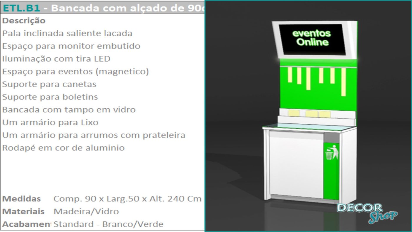 Bancada com Alçado 90 cm
