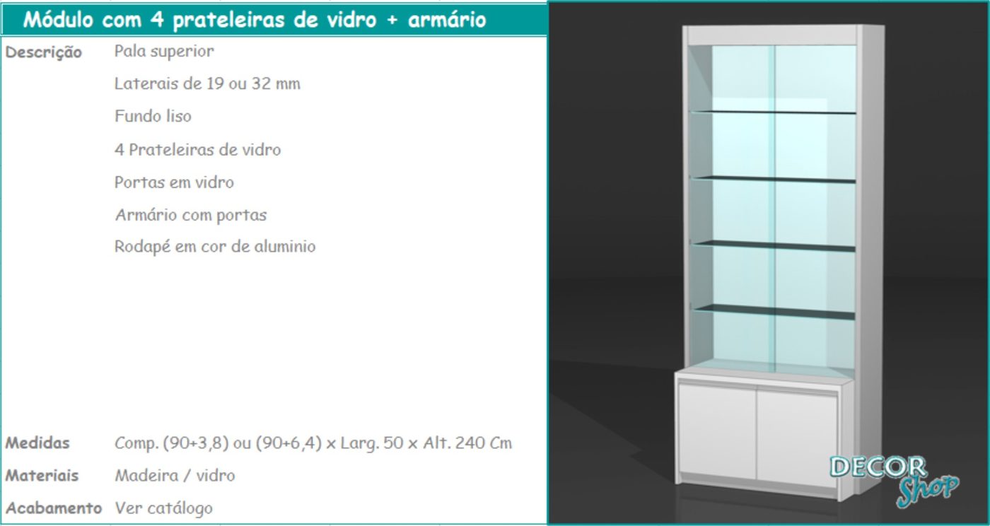 Módulo 4 Vidro Armário