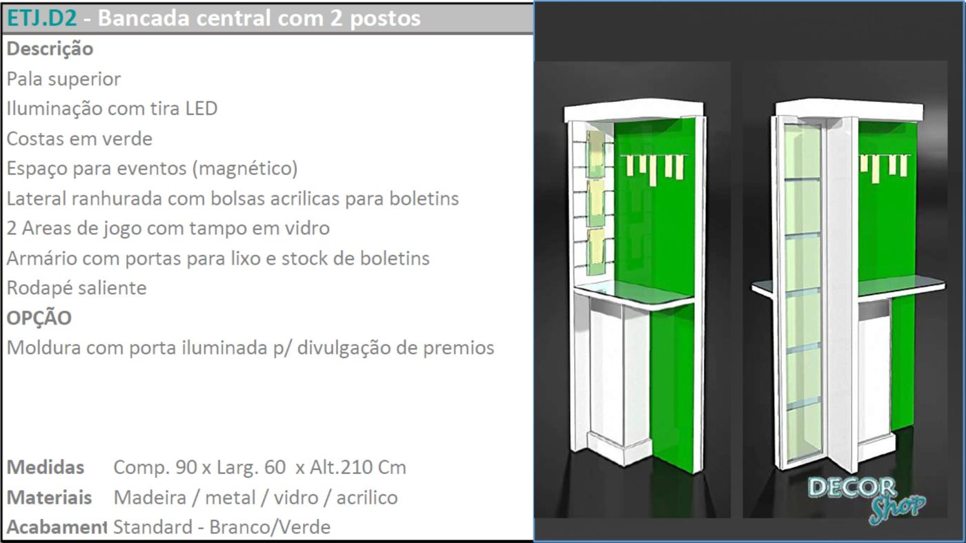 Bancada Central 2 Postos
