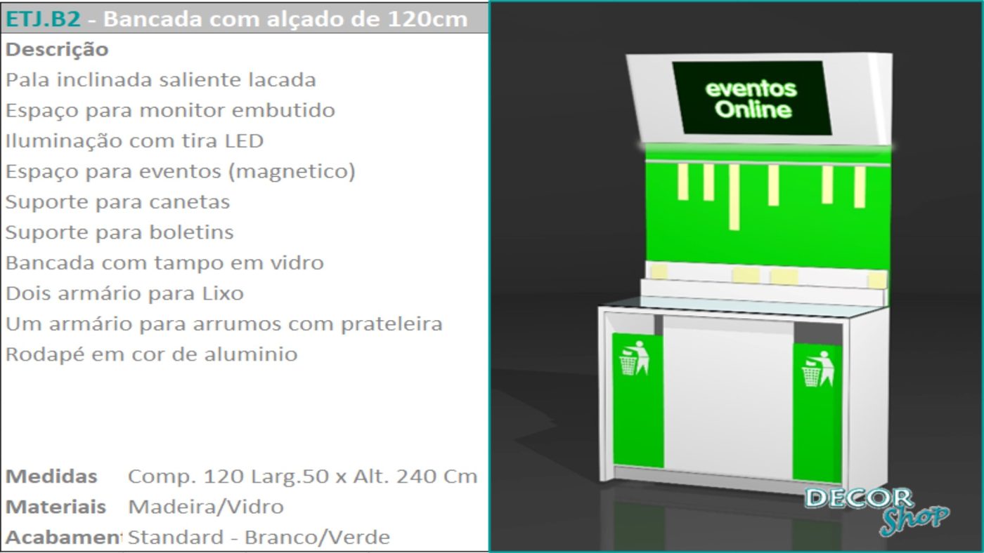 Bancada com Alçado 120 cm