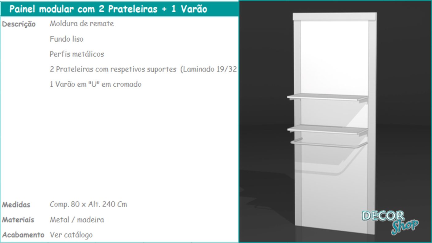 Painel Modular 2 Prateleiras 1 Varão