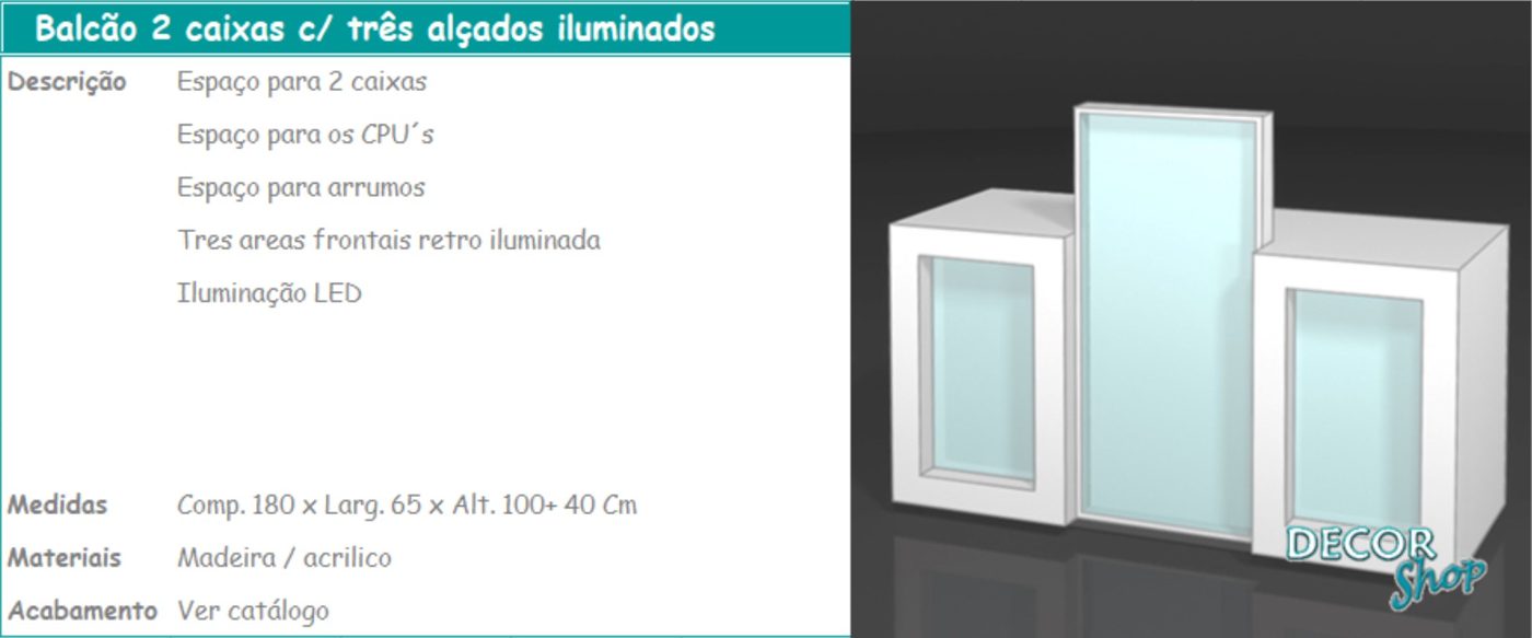 Balcão 2 Caixas com 3 Alçados Iluminados