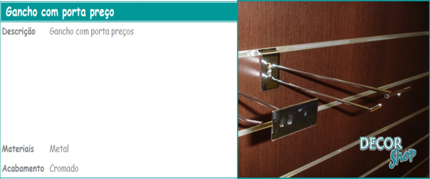 Gancho com Porta Preco