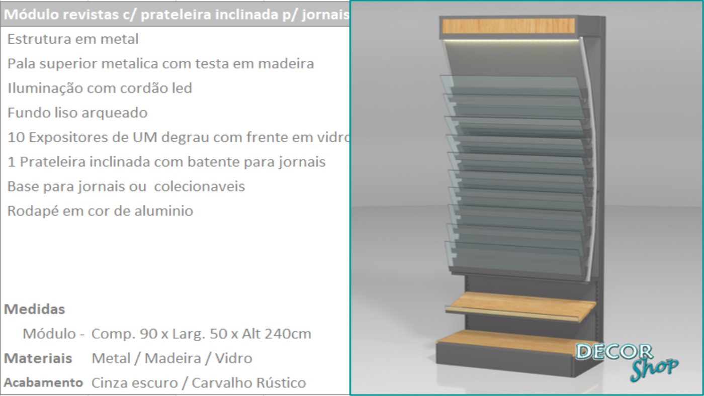 Módulo Revistas Jornais com Prateleira