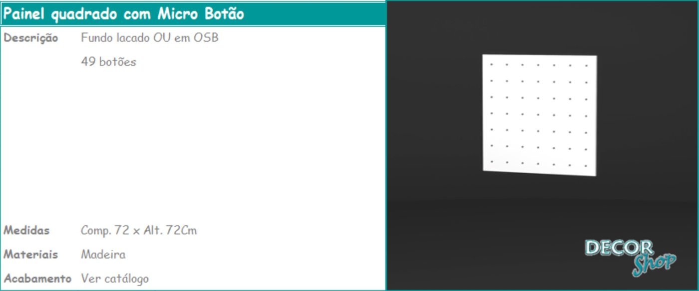 Painel Quadrado com Micro Botão