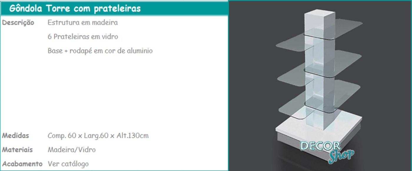 Gôndola Torre com Prateleiras